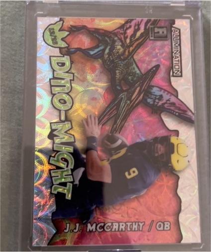 2023 Wild Card Alumination Dino-Might #AD-JM J.J. McCarthy — front