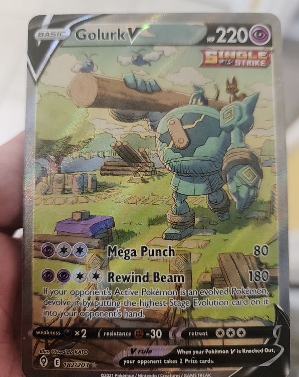 2021 Pokemon TCG Evolving Skies #182 Golurk V Alternate Full Art — front