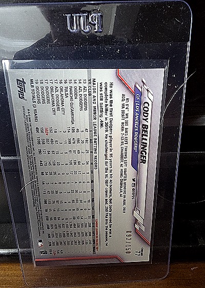 2020 Topps Chrome #77 Cody Bellinger — back