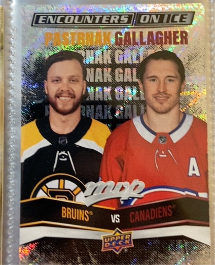2022-23 Upper Deck MVP Encounters on Ice #EI-7 David Pastrnak / Brendan Gallagher — front