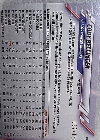 2020 Topps Chrome #77 Cody Bellinger — back