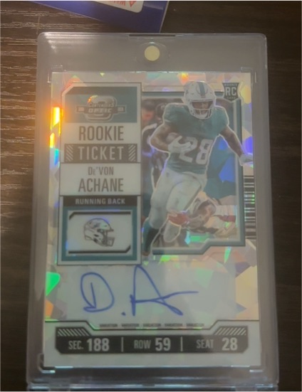 2023 Panini Contenders Optic Rookie Ticket #RC De'Von Achane — front