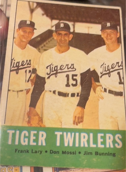 1963 Topps #218 Jim Bunning Tiger Twirlers — front