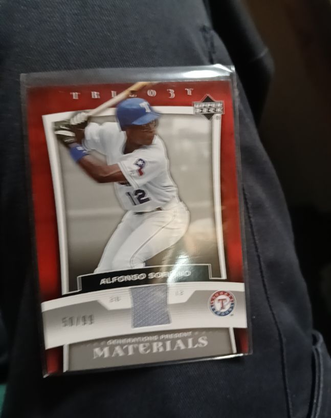 2005 Upper Deck Trilogy Generations Present Materials #PR-AS Alfonso Soriano — front