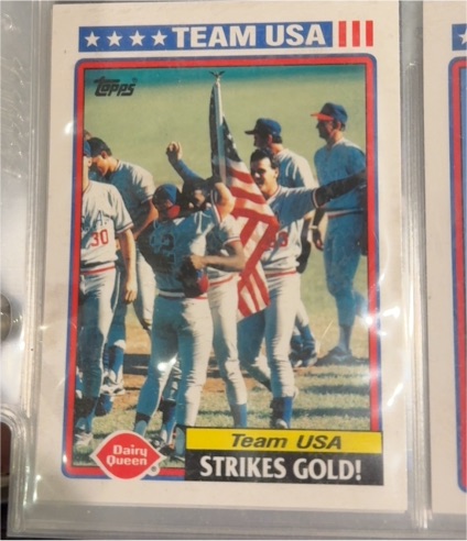1992 Topps Dairy Queen Team USA #17 Team USA Strikes Gold — front