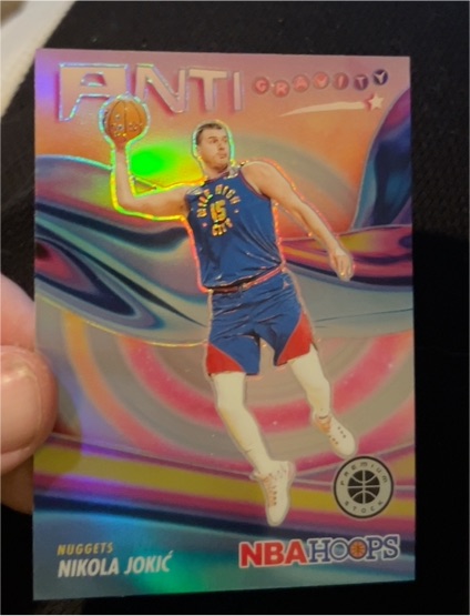 2023-24 Panini NBA Hoops Premium Stock #17 Nikola Jokic Anti Gravity Silver Prizm — front