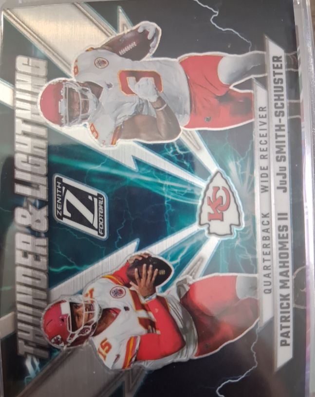 2022 Panini Zenith Thunder & Lightning #TL-PJ Patrick Mahomes II / JuJu Smith-Schuster — front