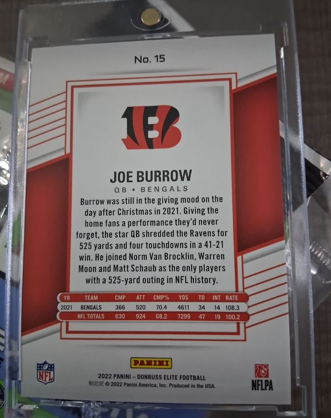 2022 Panini Donruss Elite Football #15 Joe Burrow — front