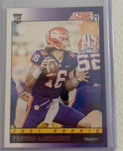 2021 Panini Score #TB1 Trevor Lawrence 1991 Throwback Rookie — front