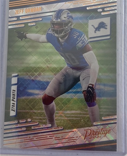 2021 Panini Prestige #56 Jeff Okudah Xtra Points Astral — front