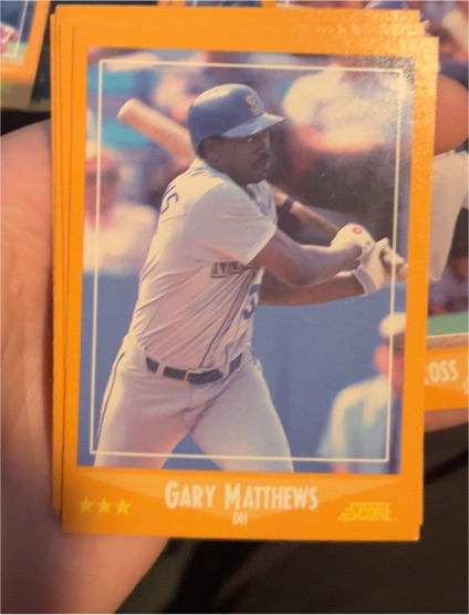 1988 Score #599 Gary Matthews — front