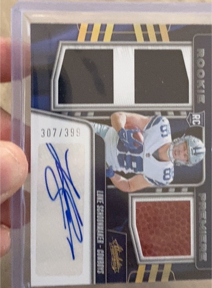 2023 Panini Absolute Rookie Premiere Materials Auto #RPM-LS Luke Schoonmaker — front