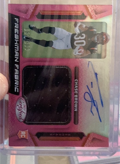 2023 Panini Certified Freshman Fabric Signatures #FFMS-9 Chase Brown — front