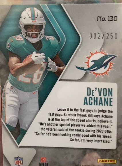 2023 Panini Contenders #130 De'Von Achane — front
