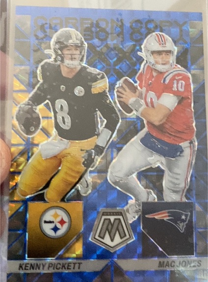 2023 Panini Mosaic Carbon Copy #CC-6 Kenny Pickett / Mac Jones — front