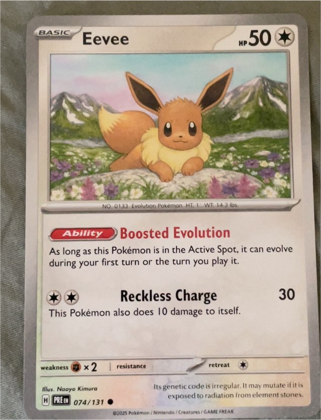 2025 Pokémon Scarlet & Violet Prismatic Evolutions #074 Eevee — front