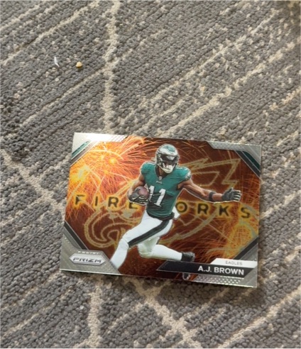 2023 Panini Prizm #F-23 A.J. Brown Fireworks Philadelphia Eagles Card — front