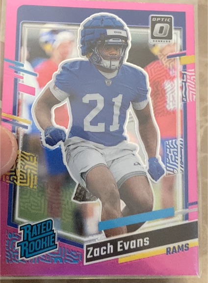 2023 Donruss Optic #359 Zach Evans Rated Rookie Preview Pink Prizm — front