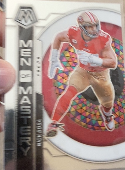 2023 Panini Mosaic Men of Mastery #MM-14 Nick Bosa — front