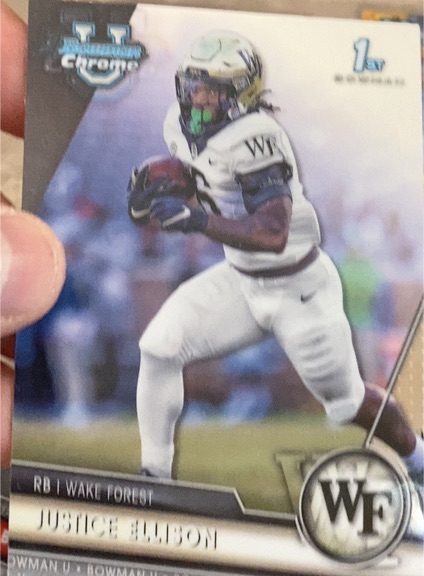 2023 Bowman University Chrome #147 Justice Ellison Wake Forest Demon Deacons — front