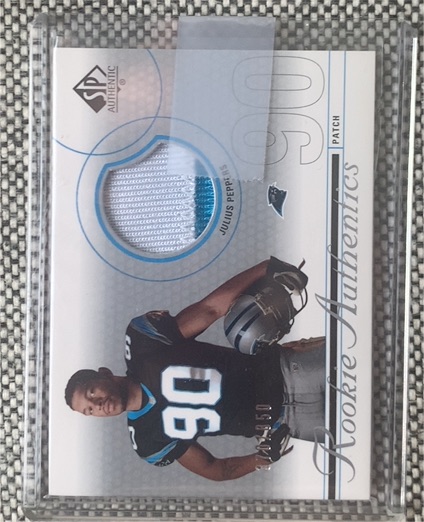 2002 Upper Deck SP Authentic #90 Julius Peppers Rookie Authentics Patch — front