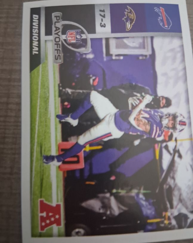2021 Panini NFL Stickers AFC Divisional Buffalo Bills vs Baltimore Ravens — front