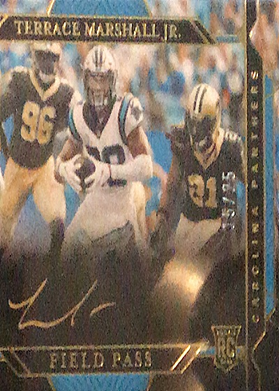 2021 Panini National Treasures Field Pass #FP-TM Terrace Marshall Jr. — front