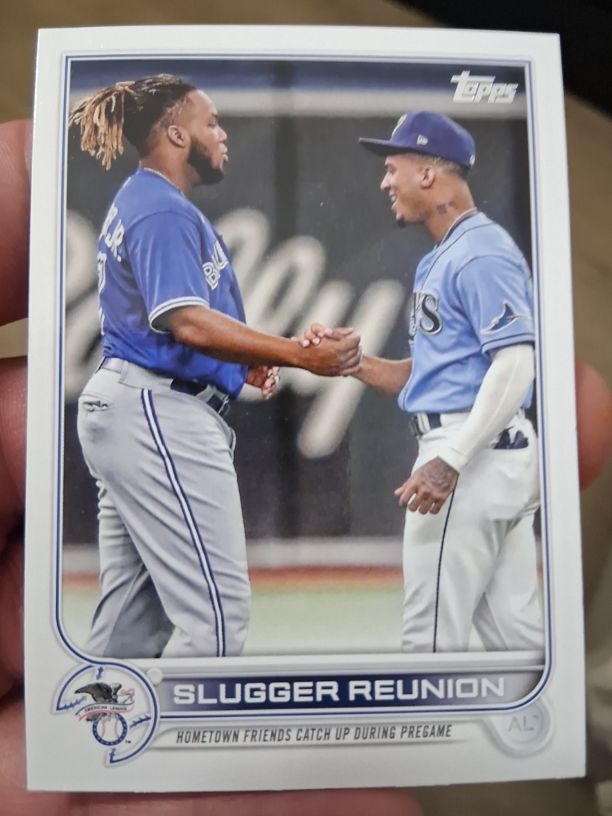 2022 Topps Series 1 #329 Slugger Reunion Wander Franco & Vladimir Guerrero Jr. — front