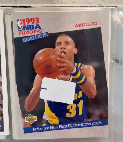 1993-94 Upper Deck NBA Playoffs Highlights #195 Reggie Miller — front