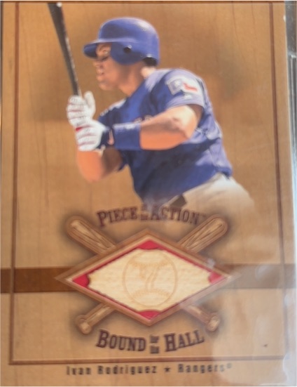 2001 SP Game Bat Milestone Piece of Action Bound for the Hall #B-IR Ivan Rodriguez — front