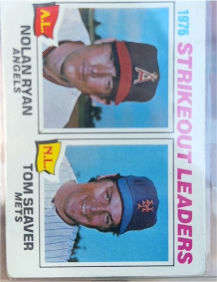 1977 Topps #6 Strikeout Leaders Nolan Ryan / Tom Seaver — front