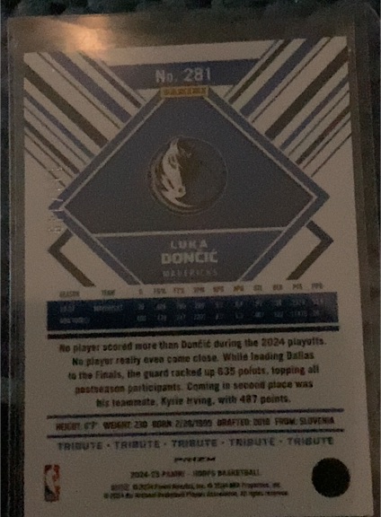 2024-25 Panini NBA Hoops Hoops Tribute #281 Luka Doncic — front