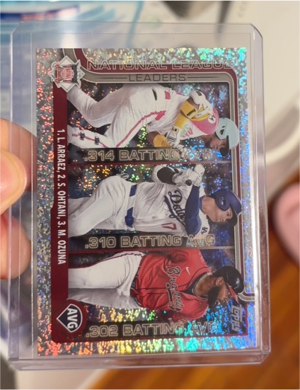 2025 Topps Series 1 #347 National League Batting Average Leaders Luis Arraez Shohei Ohtani Marcell Ozuna — front