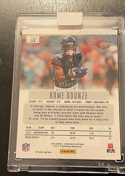2024 Panini Prizm Deca Football #078 Rome Odunze — front