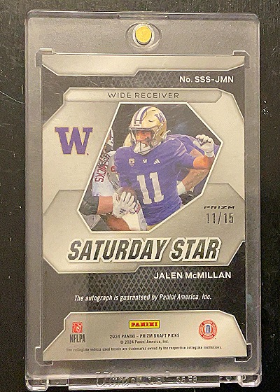 2024 Panini Prizm Draft Picks Saturday Star #SSS-JMN Jalen McMillan — back