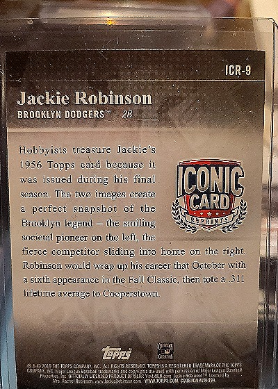 2019 Topps Iconic Card Reprints #ICR-9 Jackie Robinson — back