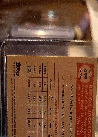 1986 Topps #490 Reggie Jackson — back