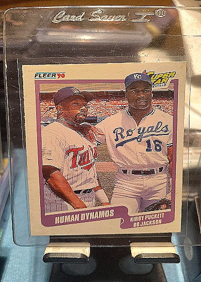 1990 Fleer #635 Human Dynamos Kirby Puckett & Bo Jackson — front