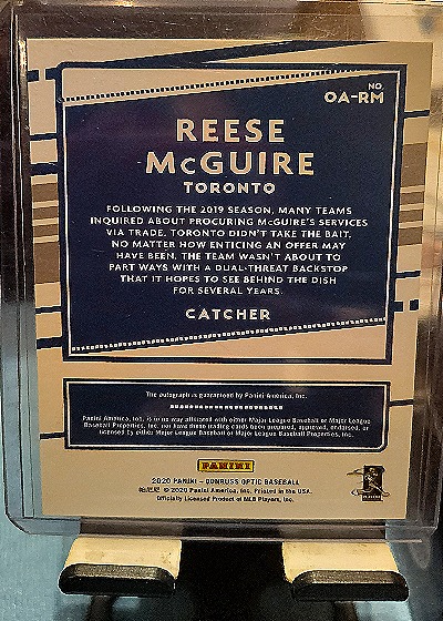 2020 Donruss Optic Autographs #OA-RM Reese McGuire — back