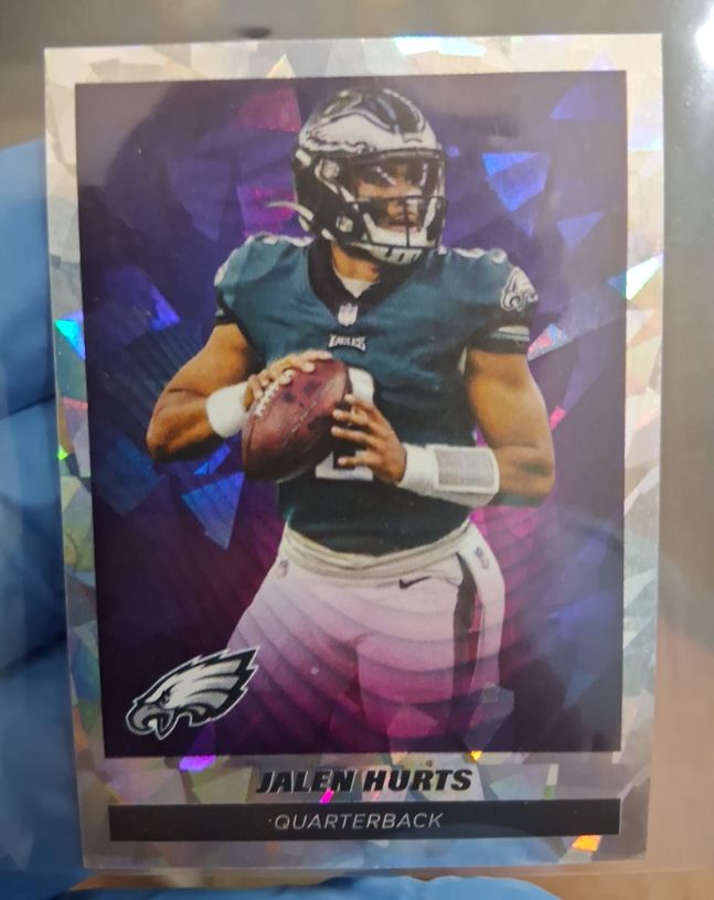 2021 Panini Sticker & Card Collection Cracked Ice #328 Jalen Hurts — front
