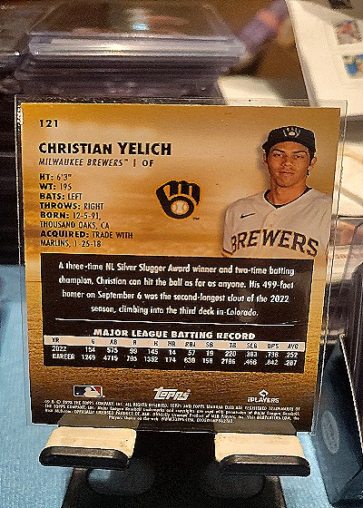 2023 Topps #121 Christian Yelich — back