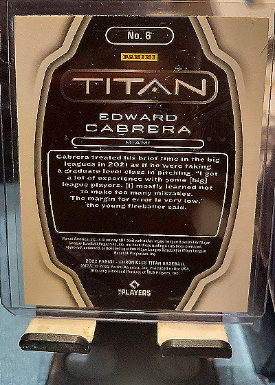 2022 Panini Chronicles Titan #6 Edward Cabrera — back