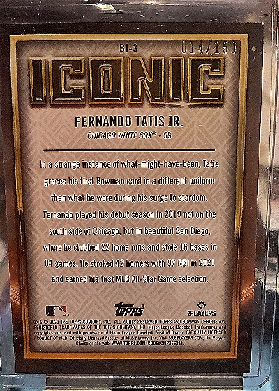 2023 Bowman Chrome Iconic #BI-3 Fernando Tatis Jr. — back