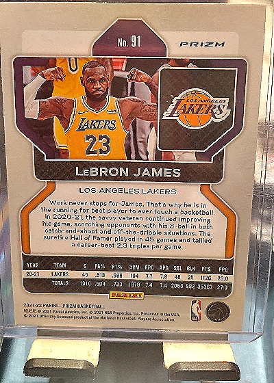 2021-22 Panini Prizm #91 LeBron James — back