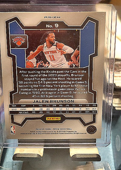 2023-24 Panini Prizm #9 Jalen Brunson — back