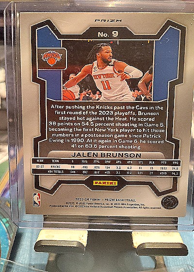 2023-24 Panini Prizm #9 Jalen Brunson — back