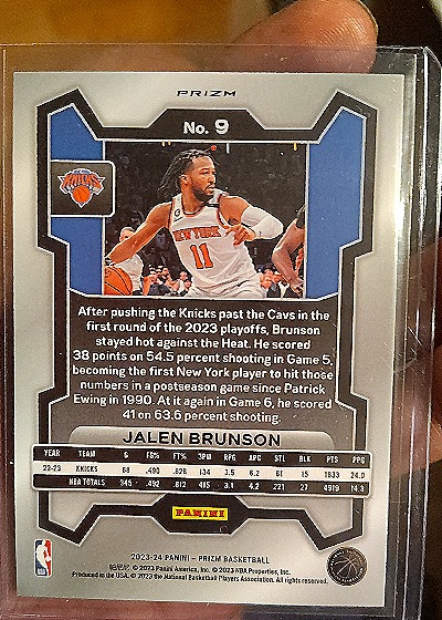 2023-24 Panini Prizm #9 Jalen Brunson — back