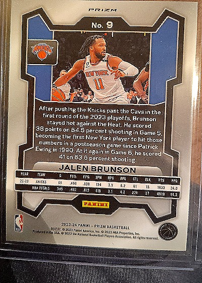 2023-24 Panini Prizm #9 Jalen Brunson — back