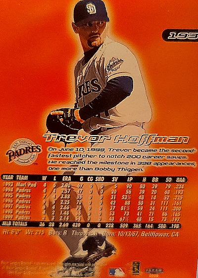 2000 Fleer Ultra #193 Trevor Hoffman — back