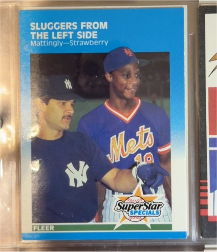 1987 Fleer #638 Don Mattingly / Darryl Strawberry Sluggers from the Left Side — front